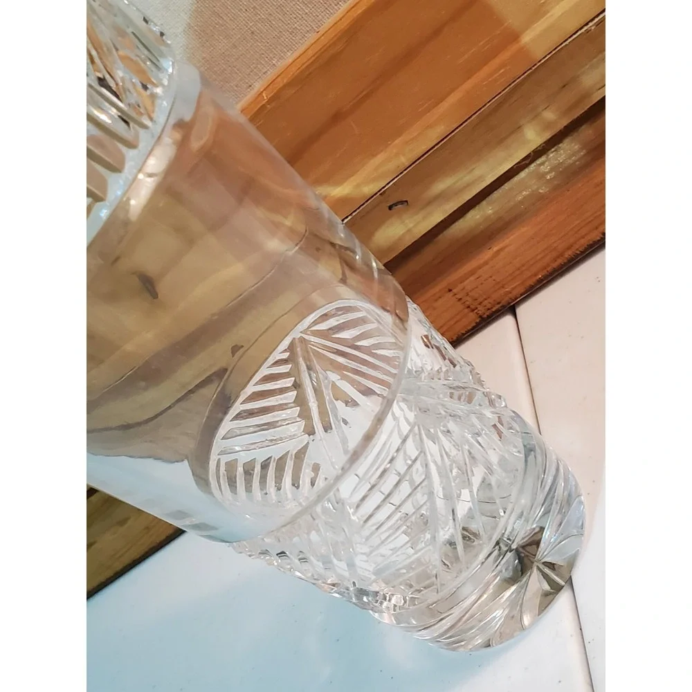 Vase By Villeroy & Boch Lead Crystal Cut Glass Geometric Pattern Heavy 9